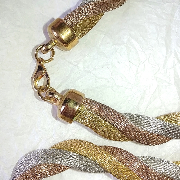 TRI-COLOR MESH TWISTED NECKLACE - 35" LONG - Picture 3 of 5